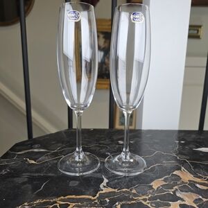 Bohemia Crystal Champagne Flutes 9" Czech Republic